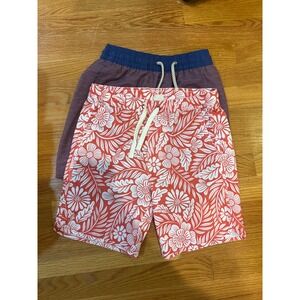 Fair Harbor Boys Swim Trunks Lot of 2 Red Floral Navy Wave Size Medium M